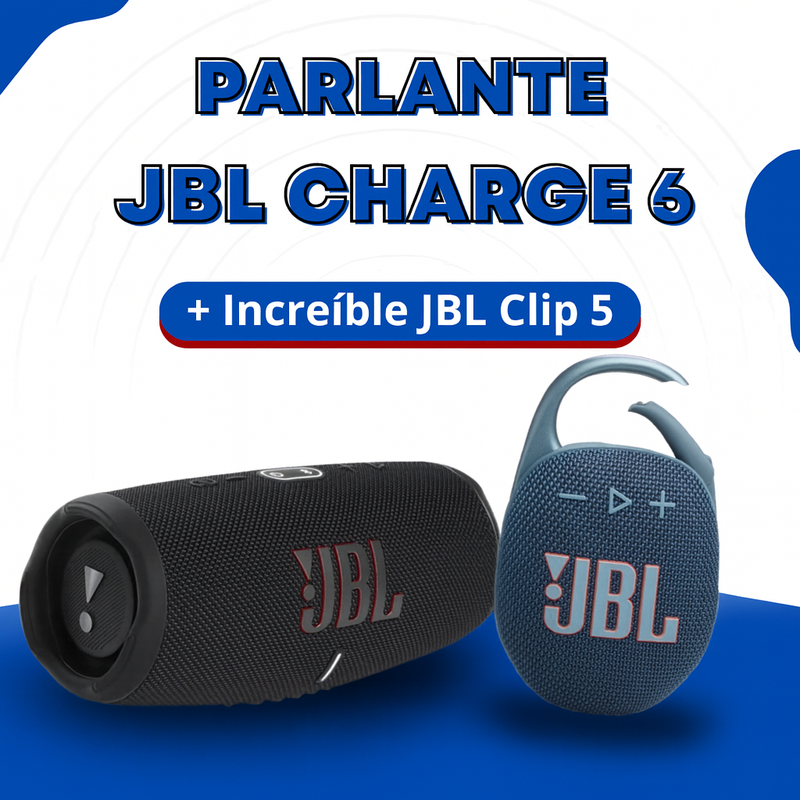 JBL CHARGE 6 + CLIP 5  - ¡POTENCIA Y SONIDO IMBATIBLES!